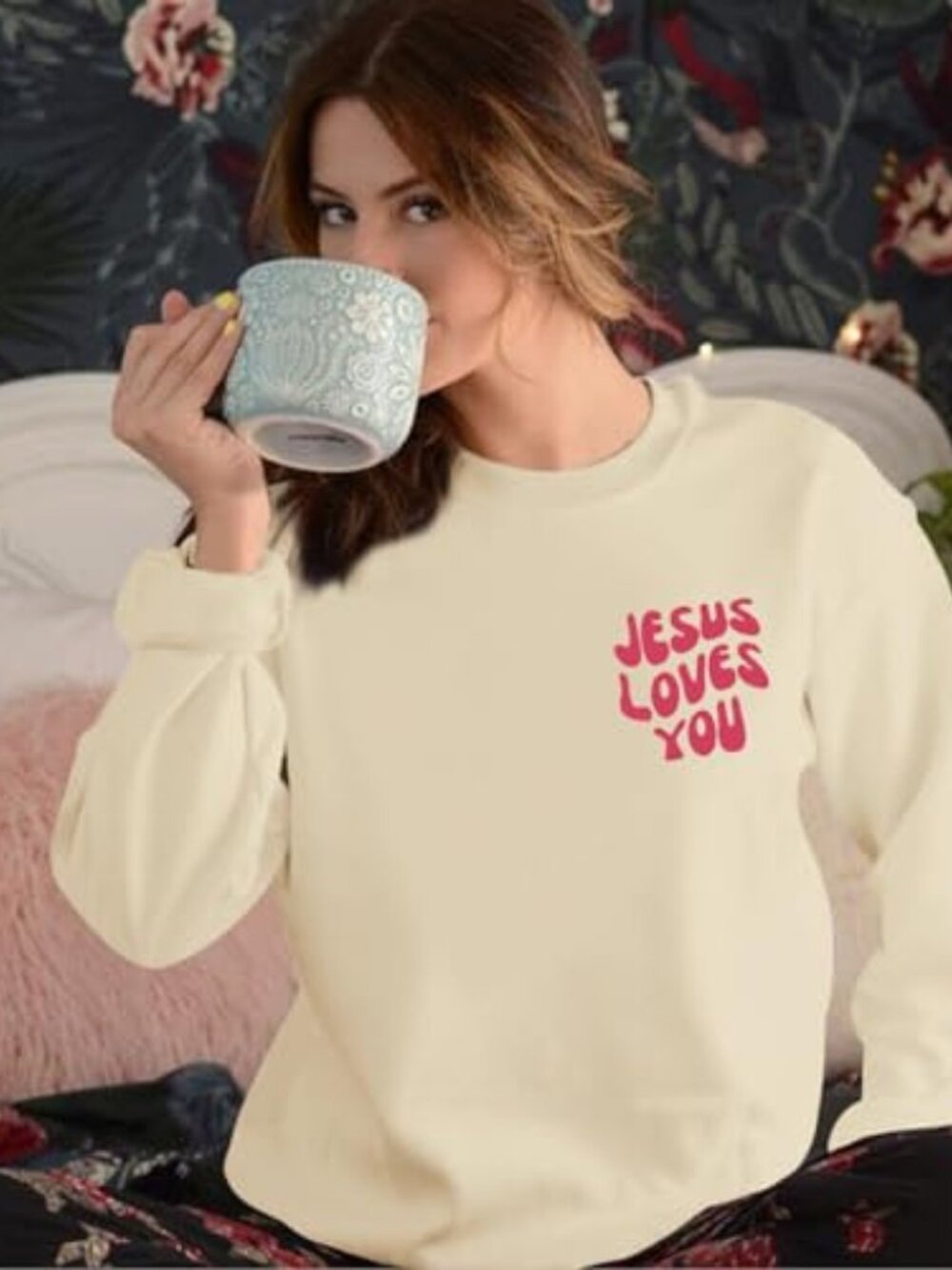 Christian Sweatshirts Women Jesus Loves You Sweatshirt Faith God Shirts Religiou